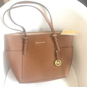 Michael Kors brown leather tote bag